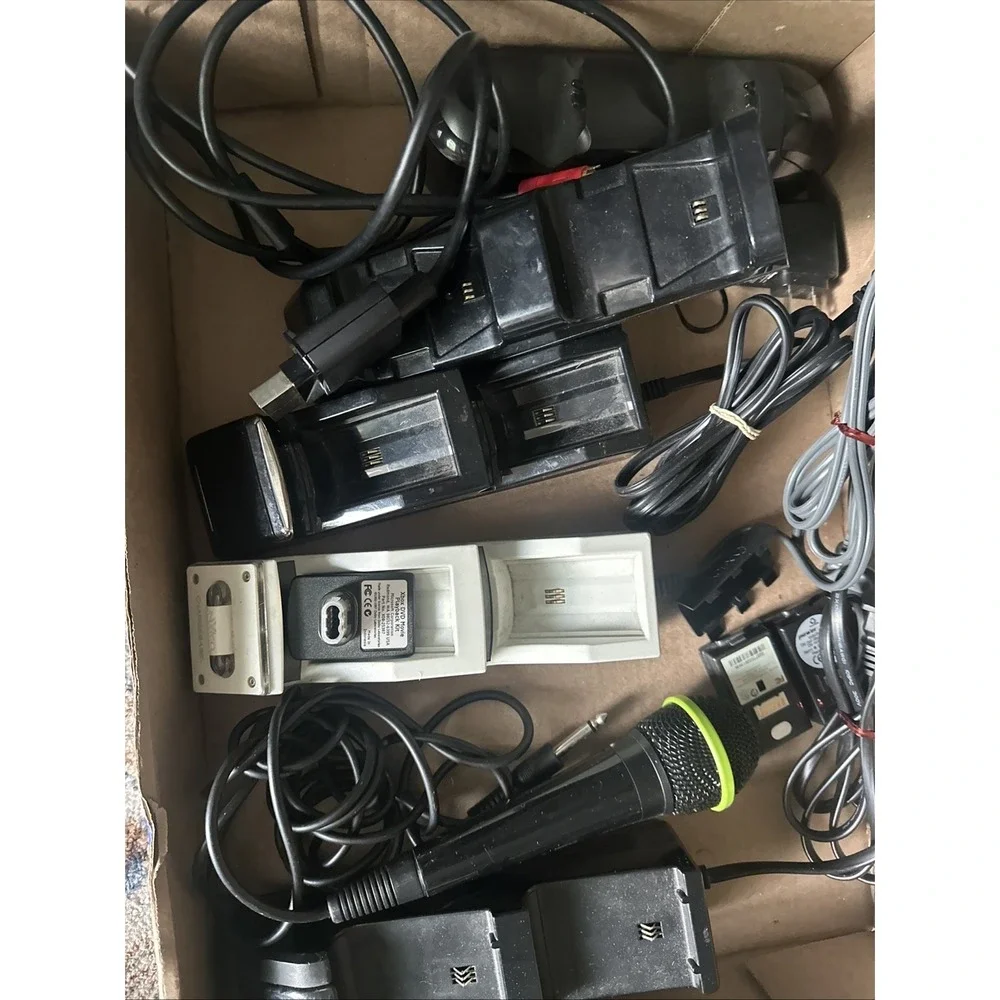 Lot Of Microsoft Xbox Chargers / Batteries / Microphone / AV Cable /Playback Kit
